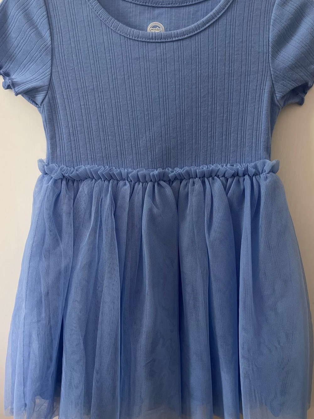 Light Blue Ribbed Tulle Skater Dress